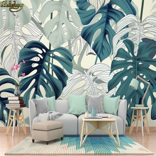 beibehang Custom 3d wallpaper mural hand-painted tropical plants seamless mosaic background wall papel de parede 3d wallpaper 2024 - buy cheap