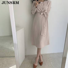 Women Simple Temperament Dress Retro Long Sleeve Lace-Up Vestidos Ladies Summer Elegant Cotton Autumn Dresses Femme 2020 2024 - buy cheap