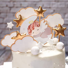 Decoração para bolo de aniversário, decoração de bolo com nuvens, lua, formato de nuvem, para chá de bebê 2024 - compre barato
