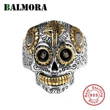 BALMORA Real 925 Sterling Silver Vintage Punk Skull Stacking Finger Rings for Men Couple Hip-pop Fashion Cool Jewelry Bijoux 2024 - buy cheap