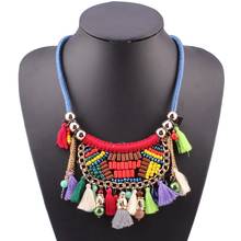 2021 Wholesale New Trendy Fashion Vintage Necklace Rope Chain Tassel Pendant Ethnic Chunky Statement Necklace for Women 2024 - buy cheap