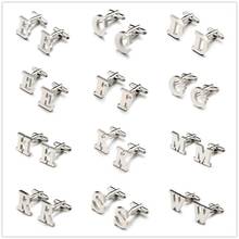 Free Shipping Stainless Steel Letters Cuff Links Men's Suits Shirt Accessories French Letter Cuff Cufflinks Wedding Cufflinks 2024 - buy cheap