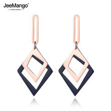 JeeMango New Double Layer Stainless Steel Geometry Earrings For Women Black/Rose Gold OL Style Ear Jewelry Wedding Gift JE19062 2024 - buy cheap