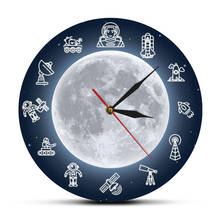Reloj de pared moderno de astronauta del espacio exterior, reloj de pared de viaje espacial redondo, reloj de pared científico, Dreamer Galaxy, decoración de pared 2024 - compra barato
