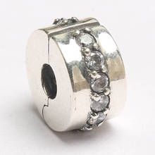 S925 Silver Bead DIY Jewelry Shining Clips Stoppers Charm fit Lady Bracelets & Bangles 2024 - buy cheap