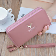 Women's Wallet Double Zipper Top Quality Pu Leather Female Long Solid Color Coin Purses Ladies Wristband Card Holder Clutch Bag 2024 - buy cheap