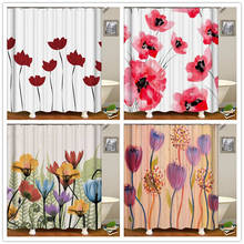 Beautiful Colorful Tulip Flowers Shower Curtain Bath Mat Waterproof Bathroom Curtains Custom Size Shower Curtain 2024 - buy cheap