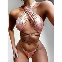 2022 Sexy Cross Bikini Women Swimsuit Halter Push Up Swimwear Bandage Bikini Set Brazilian Bathing Suit Beachwear Swimming Suit 2024 - buy cheap