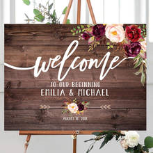 Personalized Floral Wedding Welcome Sign,Rustic Wooden Wedding Board,Welcome To Our Wedding Sign,Welcome Sign,Wedding Gifts 2024 - buy cheap