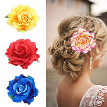 New Rose Flower Hairpin Women Brooch Bridal Wedding Party Hair Clips Rose Artificial Flower Girls Headwear Hair Accessories 2024 - buy cheap