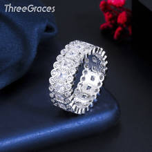 Threegrace joia de marca, joia de noivado em forma quadrada aaa zircônia cúbica pedra redonda para mulheres rg135 2024 - compre barato