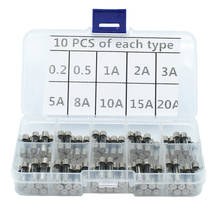 Promotion! 100Pcs Set 5x20mm Quick Blow Glass Tube Fuse Assorted Kits,Fast-blow Glass Fuses 2024 - buy cheap