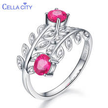 Cellacity Female Opening Ring Trendy Silver 925 Jewelry for Women Pink Gemstones Zircon Olive Branch Resizable Anniversary Gift 2024 - buy cheap