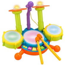 Children's Drum Set Drum Kit Set Electric Lamplight Music Microphone Musical Instrument Toy 2024 - buy cheap