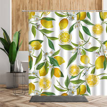 Cortina de ducha de fruta amarilla natural, decoración de baño de flor de limón exótico, diseño de jardinería, cortinas de tela de fondo para Cocina 2024 - compra barato