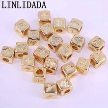 20Pcs Fashion Gold Color Clear CZ Micro Pave Cute Square Spacer Connector Big Hole Beads for jewelry Making Findings 2024 - buy cheap