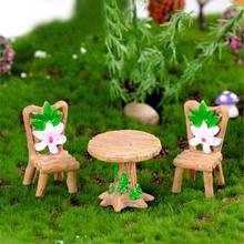 3Pcs Floral Table Chairs Miniature Micro Landscape Fairy Garden Dollhouse Decor 2024 - buy cheap