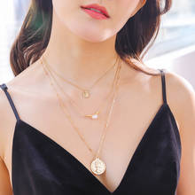 2021 Fashion Ladies Multilayer Necklace Retro Coin Pearl Necklace Elbow Pearl Necklace Woman 2024 - buy cheap