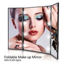 Tri-sided Foldable 8 LED Lighted Makeup Mirror Cosmetic Vanity Tabletop Mirror for Women Beauty Makeup Tool #250105 2024 - buy cheap