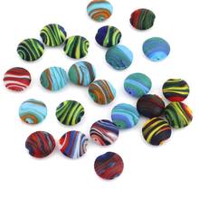 DoreenBeads Vintage Lampwork Glass Beads Flat Round Multicolor Stripe DIY Making Bracelets Jewelry Gifts About 15mm Dia, 10 PCs 2024 - buy cheap