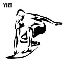 YJZT 16.6M*14.4CM Surfing Extreme Sports Wave Board Vinyl Decal Car Sticker Decor Cartoon Creative Black/Silver C31-0118 2024 - buy cheap