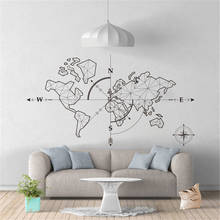 Карта мира, большой компас, земля, наклейка на стену, Офисная комната, глобальная карта мира, исследование приключений, Виниловая наклейка на стену, украшение 2024 - купить недорого