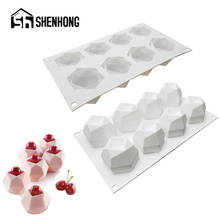 Shenhong 8 cavidade diamante poligonal silicone bolo molde francês sobremesa mousse pastelaria bandeja vela molde muffin doces ferramentas de cozimento 2024 - compre barato