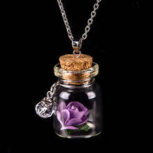 Glass Wishing Pendant Necklace Glowing Bottle Rose Flower Necklace Glow In The Dark For Women Girl Charm Jewelry Gift 2024 - buy cheap