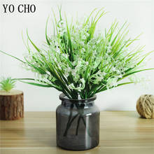 YO CHO 7 Fork Plastic Artificial Plants Green Grass Plastic Fake Bellflower Plant Wedding Home Decoration Table Decor Faux Plant 2024 - buy cheap