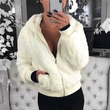 2019 Faux fur Coat Women With Hood New Oversize Coats High Waist Female Slim Fit Overcoat Tops Winter Warm Plush Jackets Outwear 2024 - buy cheap