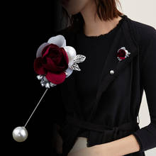 Broche de flor de perla de arte coreano para mujer, alfiler de tela de aguja larga, Pin de solapa, chal, bufanda, hebilla, insignia de abrigo 2024 - compra barato