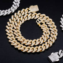 Hip Hop Claw Set 3A+ CZ Stone Bling Iced Out 14mm Rhombus Cuban Miami Link Chain Necklaces for Men Rapper Jewelry Drop Shipping 2024 - buy cheap