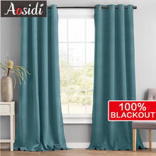 AOSIDI-cortinas opacas de lino texturizadas para 100%, opacas modernas para dormitorio, sala de estar, Panel de tratamiento de ventana 2024 - compra barato