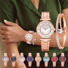 Diamond кварцевые Часы римскими цифрами из розового золота браслет из нержавеющей стали элегантный браслет наручные часы для женщин Montre Femme 2024 - купить недорого