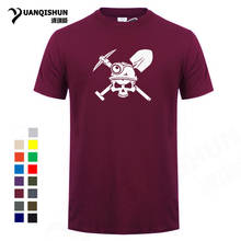 Funny Miner Skull Tshirt Hoe shovel helmet skull T-shirt Personality men's T Shirts 16 Colors Cotton mens clothing Tops Tee 3XL 2024 - buy cheap