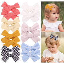 2Pcs/Set Lovely Cotton Linen Plaid Printing Bowknot Hair Clip For Kids Girls Solid Color Hairpins 2021 Headwear Hair Accessories 2024 - buy cheap