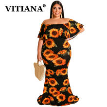 VITIANA Womens Sunflower Plus Size Dress Summer Female Off Shoulder Sexy Beach Dresses Women Maxi Long Vestidos Femme Sundress 2024 - buy cheap