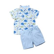 Conjuntos de ropa de verano para niños y bebés, Tops con estampado de ballena de 1 a 6 años, pantalones cortos, trajes 2024 - compra barato