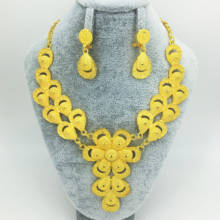 Colección de joyas africanas de Dubái para mujer, aretes, collar de oro, joyería romántica para novia 2024 - compra barato