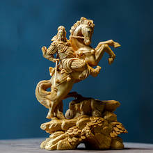 Самшит 14 см скульптура Guanyu три царства фигурка деревянная статуя верховой езды Гуан Гун фэн шуй домашний декор 2024 - купить недорого
