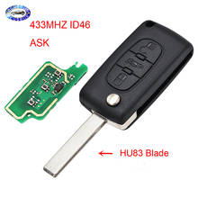 3 Button Remote Key for Peugeot 307 433MHZ ID46 Chip 0536 Models up to 20110416 with HU83 blade 2024 - buy cheap