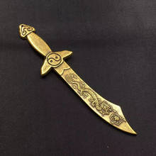 Colección de cobre chino curio feng shui exorcista Tai Chi cuchillo de dragón doble adornos pequeños 2024 - compra barato