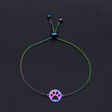 Stainless Steel Rainbow Colorful Dog Paw Charm Bracelets for Women Fashion Jewelry Bracelets  Wholesale 2024 - buy cheap
