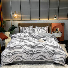 Papa & mima conjunto de cama em algodão com ondas geométricas, conjunto de roupa de cama estampado e lençol com fronha, capa de edredom doona, queen e king size 2024 - compre barato