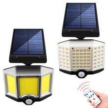 Luz solar 66 led, holofote com sensor de movimento externo, à prova d'água, giratório, para parede, jardim, rua, carregamento solar 2024 - compre barato