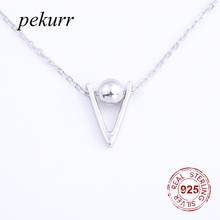 Pekurr-Cadena de Plata de Ley 925 con letra en V y Cuentas pequeñas redondas, collares, colgantes para mujeres, joyería geométrica, regalos 2024 - compra barato
