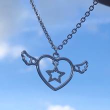 Harajuku Heart Wing Necklace for Women Metal Punk Fashion Cool Vintage Choker Necklace Charms Jewelry 90s Aesthetic Gifts 2021 2024 - buy cheap