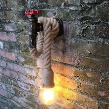 Настенный светильник Ретро креативный настенный светильник Iutdoor промышленный пеньковый Канат винтажный современный бра прикроватная лампа 2024 - купить недорого