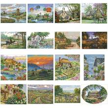 Beautiful town patterns counted 11CT 14CT 18CT DIY Cross Stitch Sets wholesale Cross-stitch Kits Embroidery Needlework 2024 - buy cheap