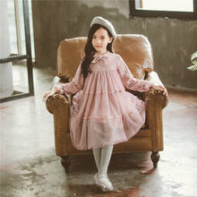 Vestido de princesa infantil feminino, vestido de malha de bolinhas para primavera, para meninas, de renda, com patchwork, roupas para crianças, vestido de aniversário de princesa 2024 - compre barato